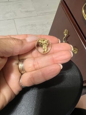 Gold Tone Cupid Circle Pin - Women Jewelry